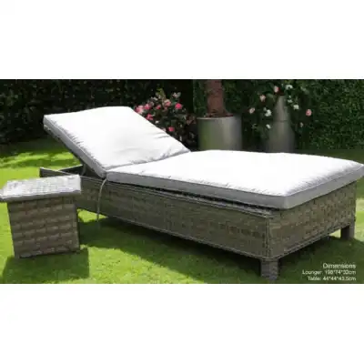 Falmouth Luxury Rattan Sun Lounger And Side Table