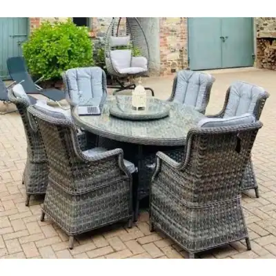 Falmouth Luxury Rattan 6 Seat Oval Dining Set With Optional Rain Cover