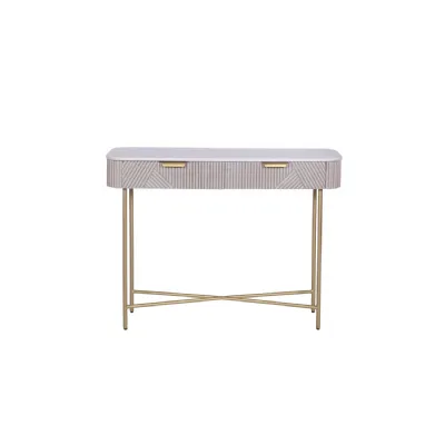 White Marble and Mango Wood 2 Drawer Console Table with Gold Metal Frame