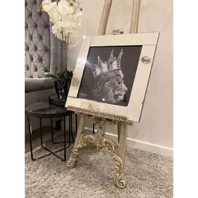 Lion King Silver Crown Wall Art Mirror Frame