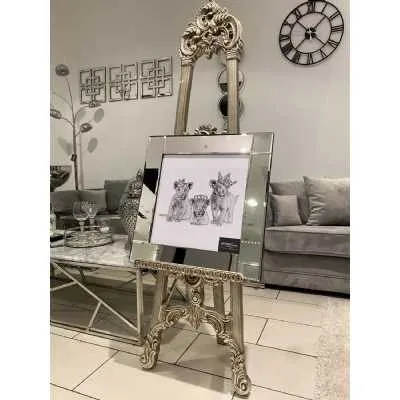 3 Cubs Grey And White With Crowns Wall Art Mirror Frame
