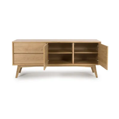 Oak Lacquered 2 Door 2 Drawer Sideboard Adjustable Feet