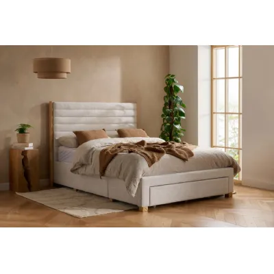 Grey Velvet 3 Drawer Double Bed with Tufted Headboard