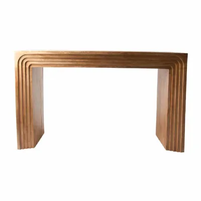 Natural Mango Wood Console Table with Layered Edge Detailing