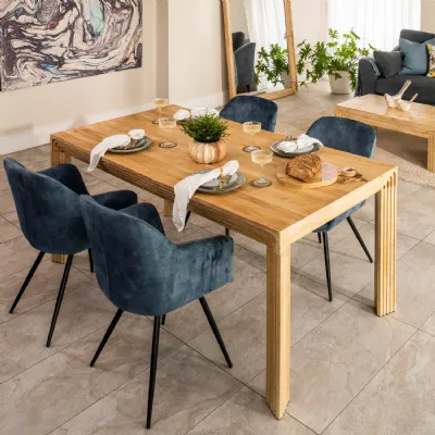 Modern Brass Finish Mango Wood 6 Seater Rectangular Dining Table