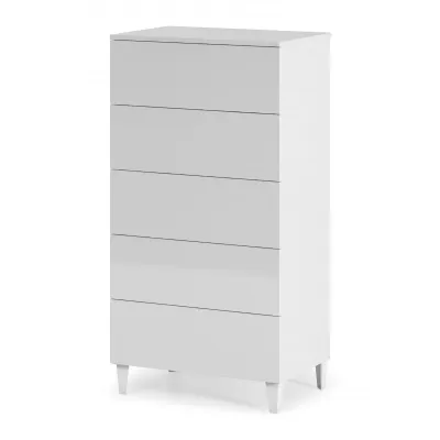 Satin White 5 Drawer Chest of Drawers