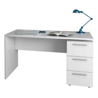 Satin White 3 Drawer Desk