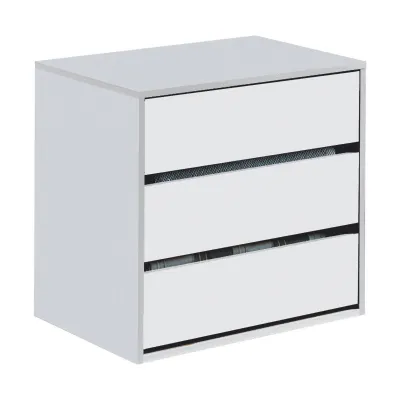 Satin White 3 Drawer Wardrobe Chest