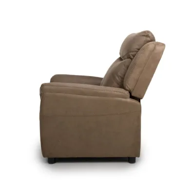 Caramel Brown Leather Effect Fabric Armchair