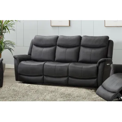 Grey Fabric 3 Seater Electric Power Recliner Sofa