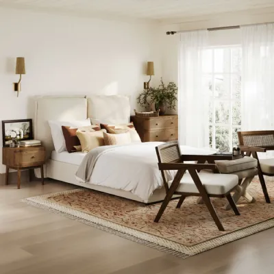 Traditional Brown Weave Upholstered Wooden Accent Chair with Cushion Seat