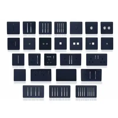 Trendi, Artistic Modern 20 Amp Neon Insert Double Pole Switch Navy Blue Finish, BRITISH MADE, (25mm Back Box Required), 5yrs Warranty