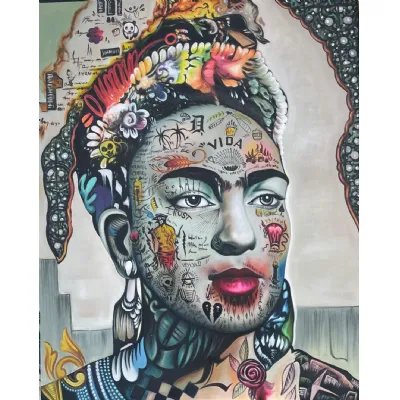 Vida Left Faced Canvas Wall Art with Acrylic Detailing