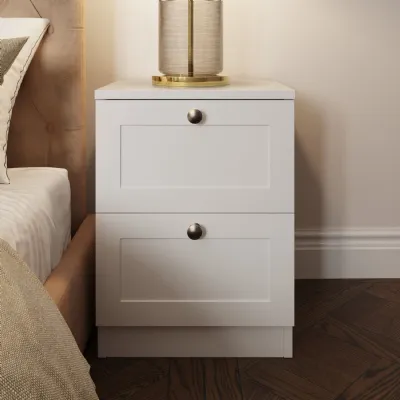 Artus Shaker 2 Drawer Bedside Table Nightstand Matt White