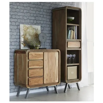 Reclaimed Wood 1 Door 4 Drawer Small Sideboard