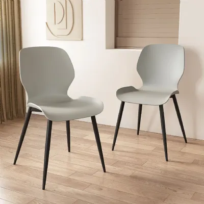 Grey Mid Century Dining Chair Metal Legs