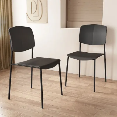 Black Stackable Design Dining Chair Metal Legs