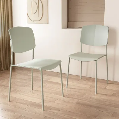 Light Green Stackable Design Dining Chair Metal Legs