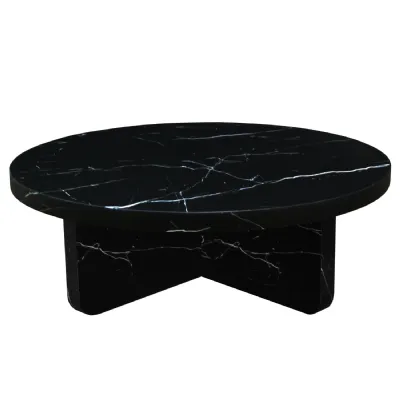 Matt Black Polymer Concrete Round Bubble Coffee Table 90cm Diameter