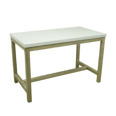 Modern White Concrete Top Mindi Wood Rectangular Counter Bar Table
