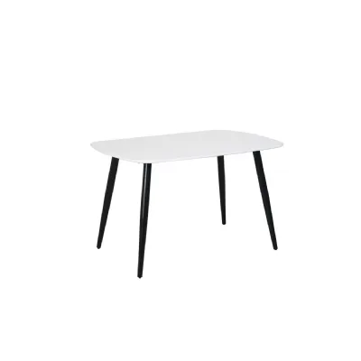 White Small Rectangular Dining Table With Black Tapered Legs