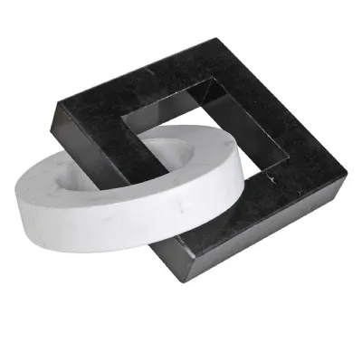 Black and White Interlocking Marble Shapes Sculpture