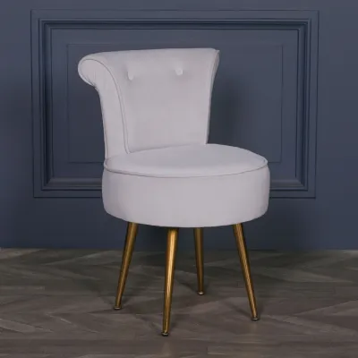 Grey Velvet Stool Bedroom Chair with Gold Plated Legs