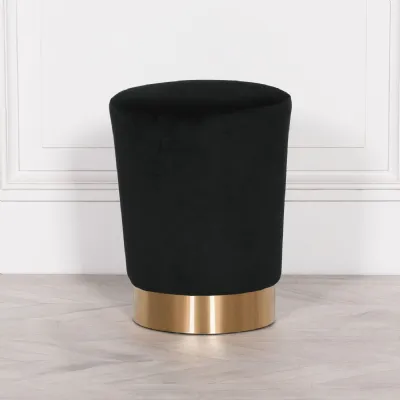 Black Velvet Round Stool