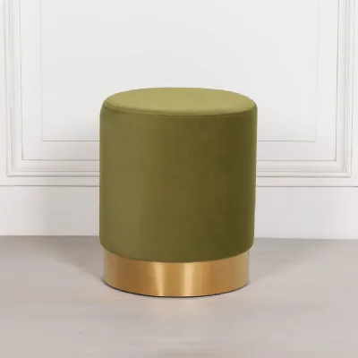 Olive Green Round Stool