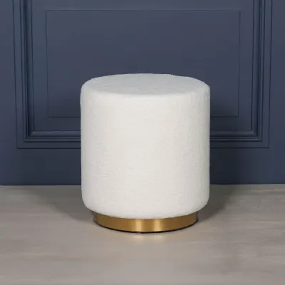 Boucle Round Stool with Gold Base