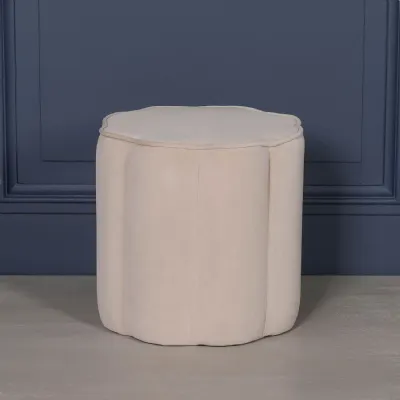 Natural Colour Velvet Round Stool