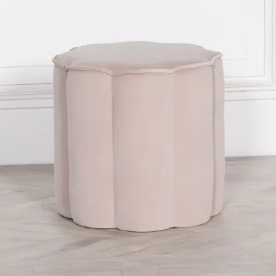 Natural Velvet Round Stool