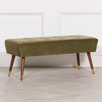 Green Buttoned Ottoman Stool