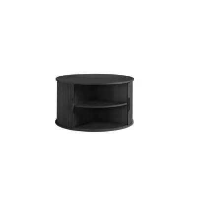 Axel Round Fluted Coffee Table With Storage Black