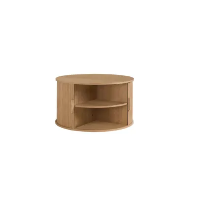 Axel Round Fluted Coffee Table With Storage Oak