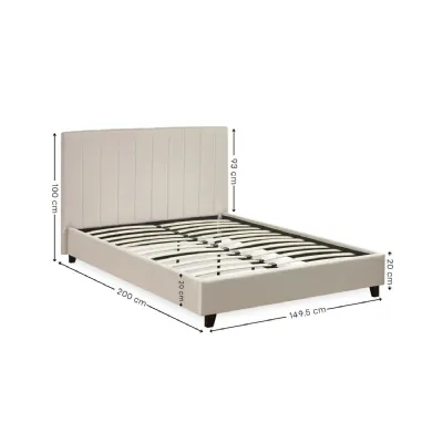 Aylen Oatmeal Linen Upholstered 135cm Double Bed Frame
