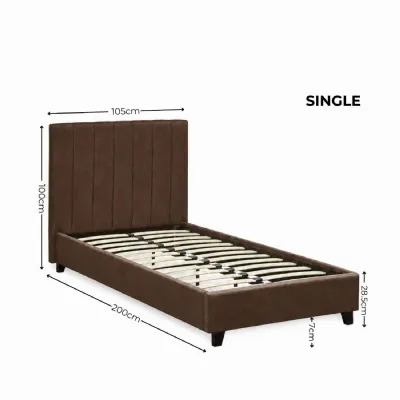 Aylen Chocolate Brown Velvet Upholstered 90cm Single Bed Frame