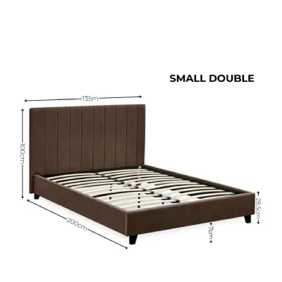 Aylen Chocolate Brown Velvet Upholstered 120cm Small Double Bed Frame