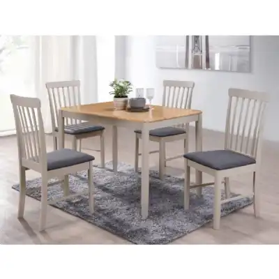 Alton Light Oak And Grey Painted 110cm Dining Table And 4 Chairs