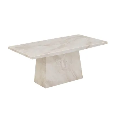 Taupe Marble Gloss Finish Rectangular Coffee Table