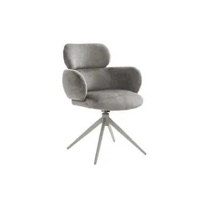 Grey Mocha Fabric Swivel Dining Chair Powder Coated Legs
