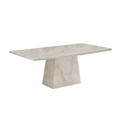 Taupe Marble Gloss Top 2m Large Rectangular Dining Table