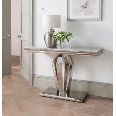 Grey Marble Console Table Steel Base 120cm Wide
