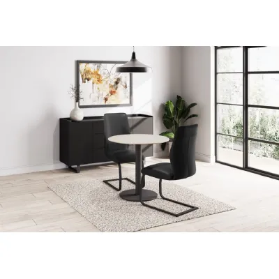 Black Faux Leather Upholstered Cantilever Dining Chair