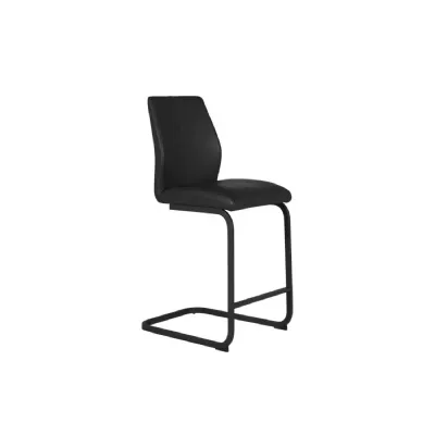 Black Leather Bar Stool Black Metal Cantilever Legs