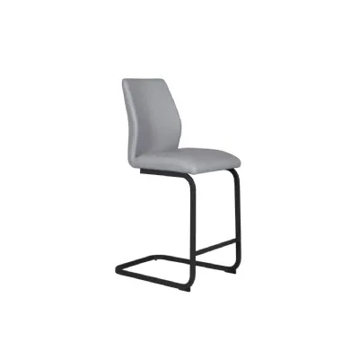 Modern Grey PU Leather Bar Stool Cantilever Metal Legs