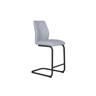 Silver Faux Leather Cantilever Bar Counter Stool