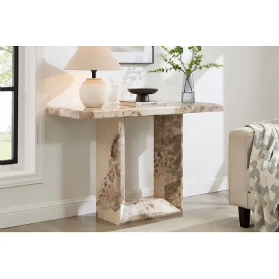 Mocha Gloss Marble Console Table