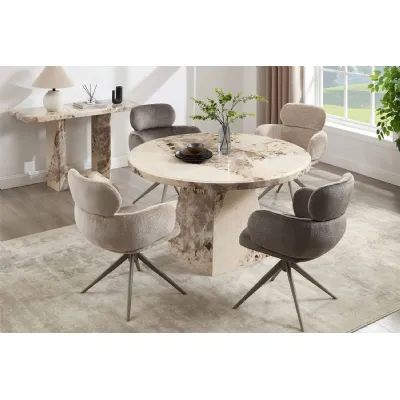 Mocha Gloss Marble 1.3m Round Dining Table Pedestal Base