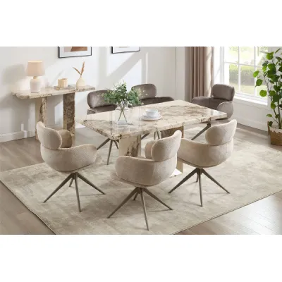 Mocha Gloss Marble 1.6m Large Dining Table Geometric Base